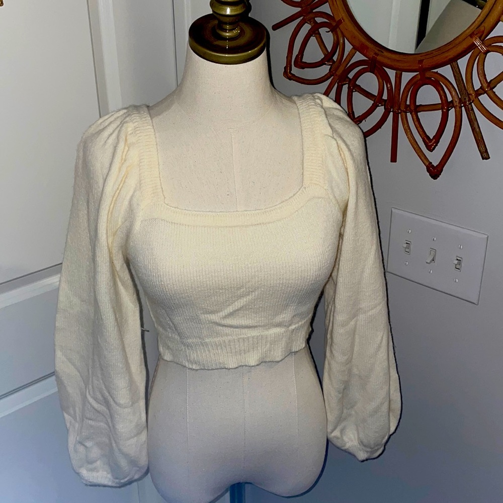Cream cropped sweater by Mimosa